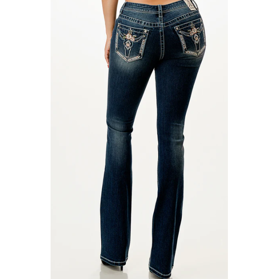 Grace in LA Wms Steer Head Embelished Jeans