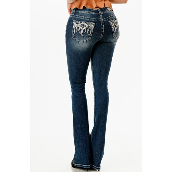 Grace in LA Wmns Aztec Feather Pocket Jean