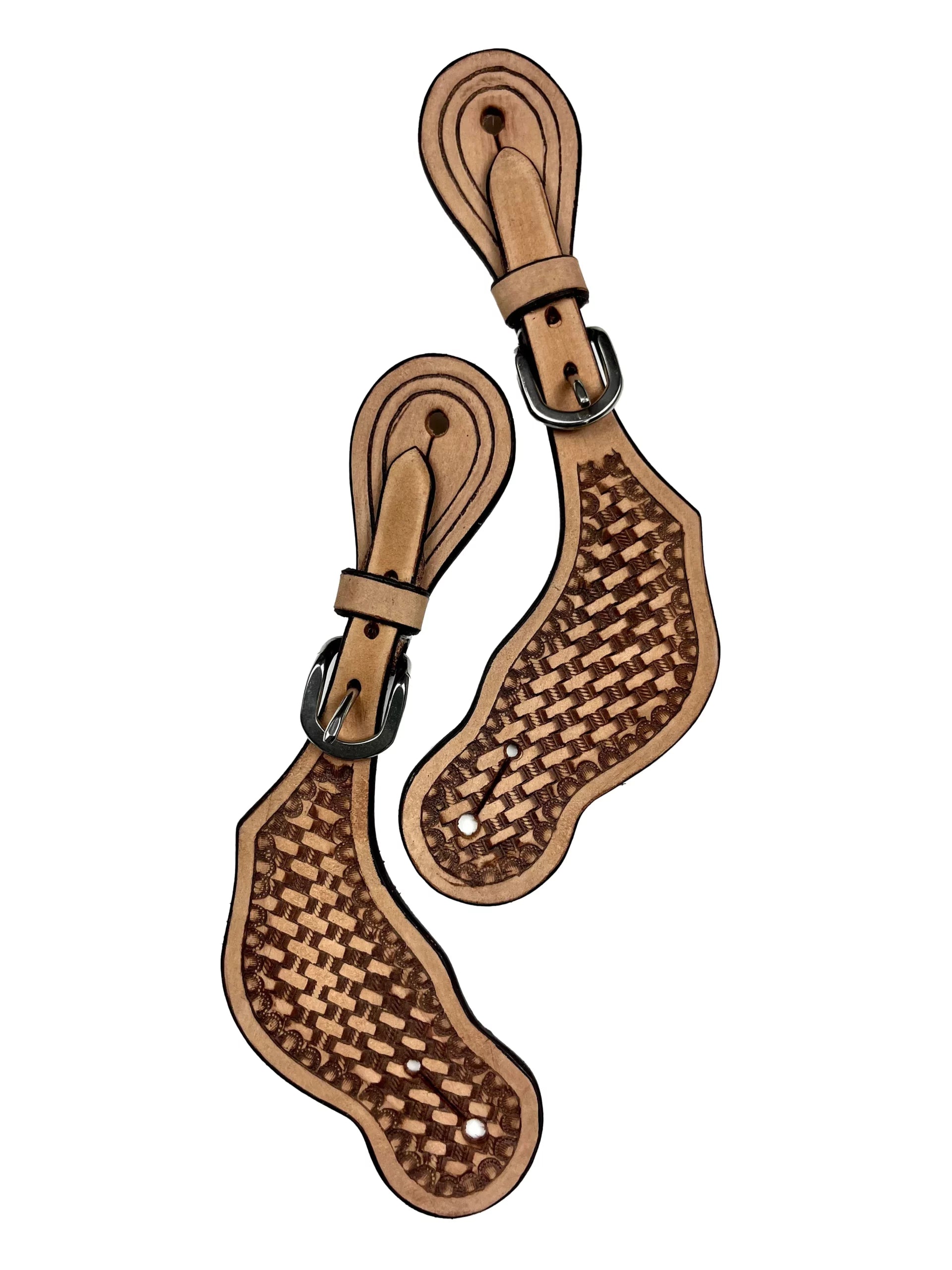 Ezy Ride Spur Strap Shaped with Basket Stamping 2 Tone Natural