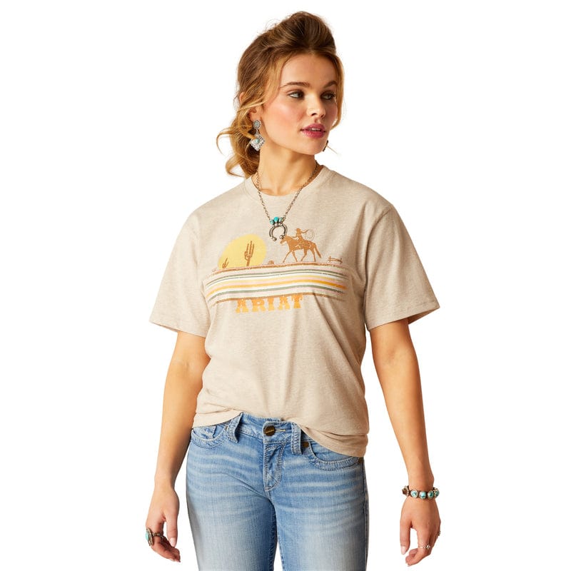 Ariat Wms Cowgirl Desert SS T Shirt Oatmeal Heather