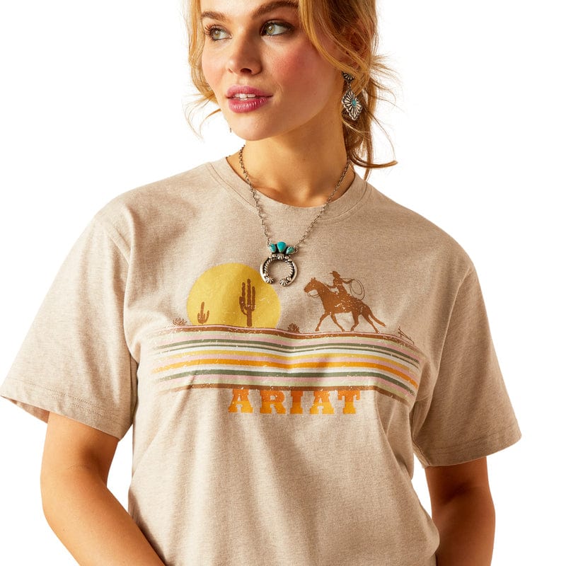 Ariat Wms Cowgirl Desert SS T Shirt Oatmeal Heather