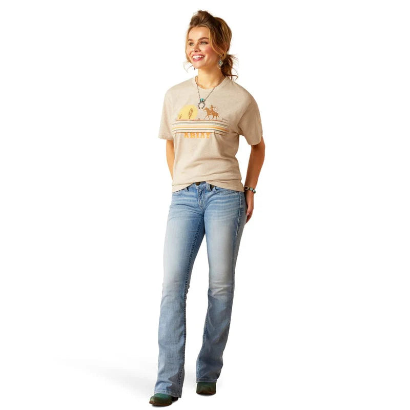 Ariat Wms Cowgirl Desert SS T Shirt Oatmeal Heather