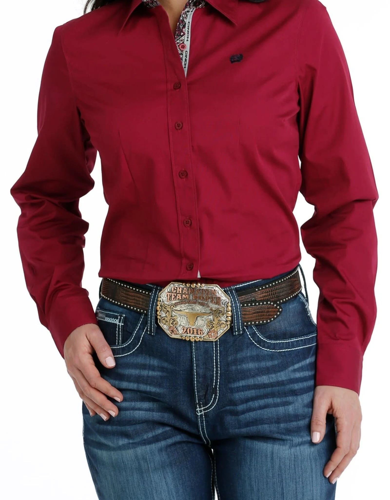 Cinch Wmns Shirt Western Burgundy