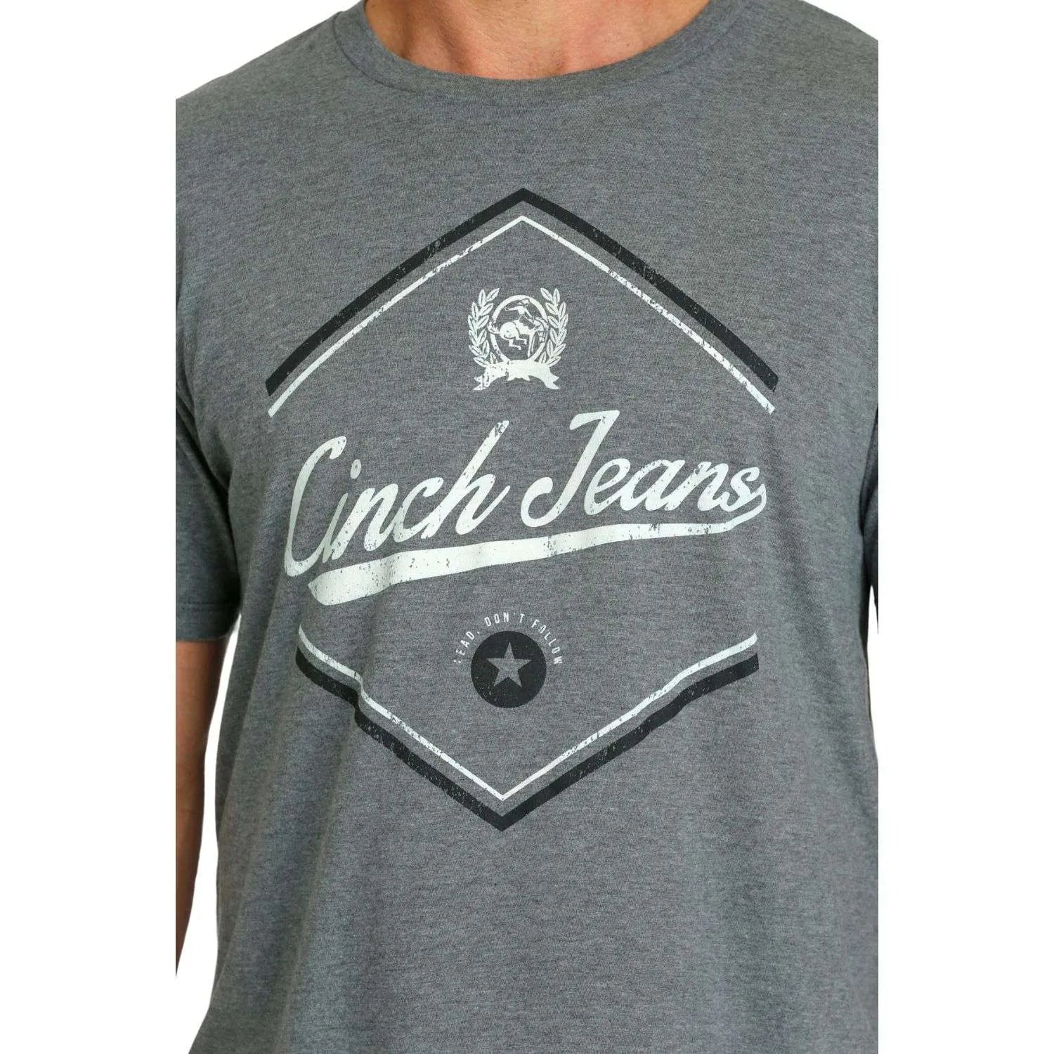 Cinch Mens T Shirt Logo Grey