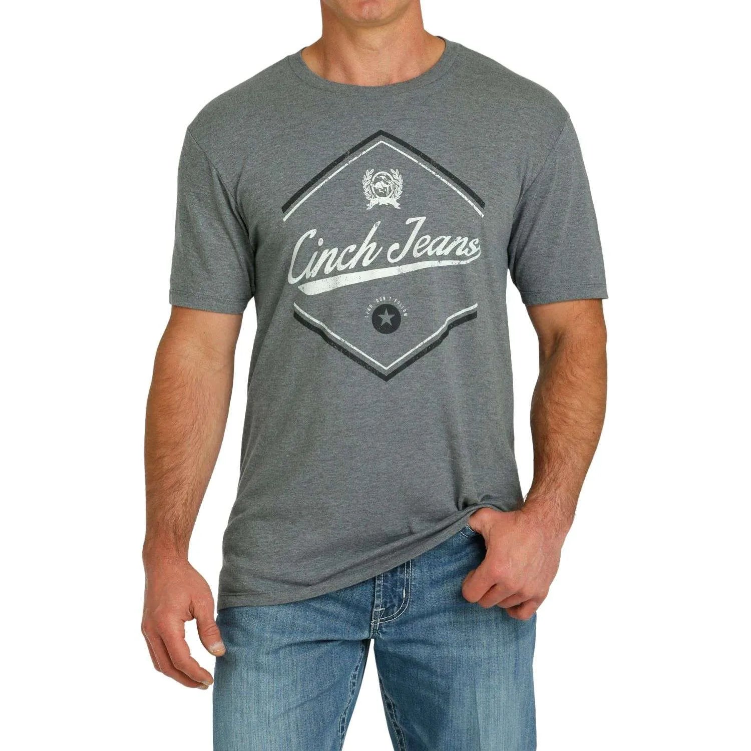 Cinch Mens T Shirt Logo Grey