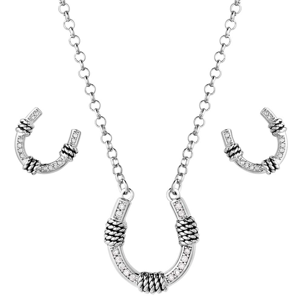Montana Silversmiths Roped Horseshoe Crystal Jewelry Set