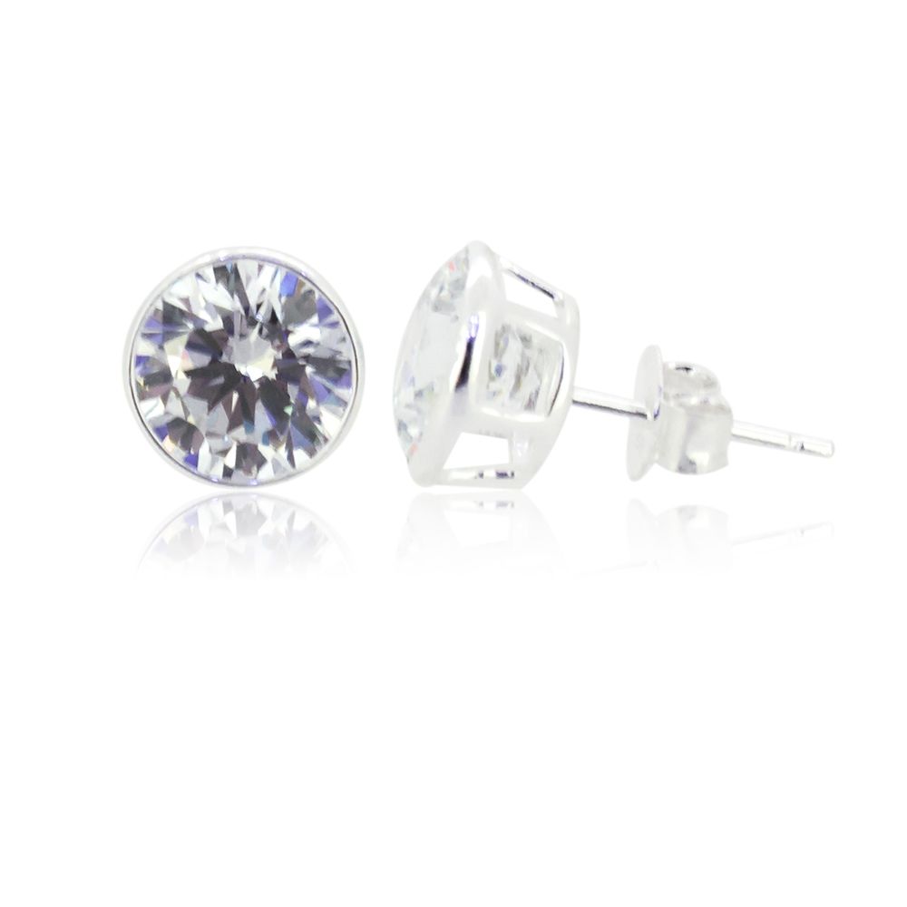 Earrings Ss 7Mm Cz Rubover