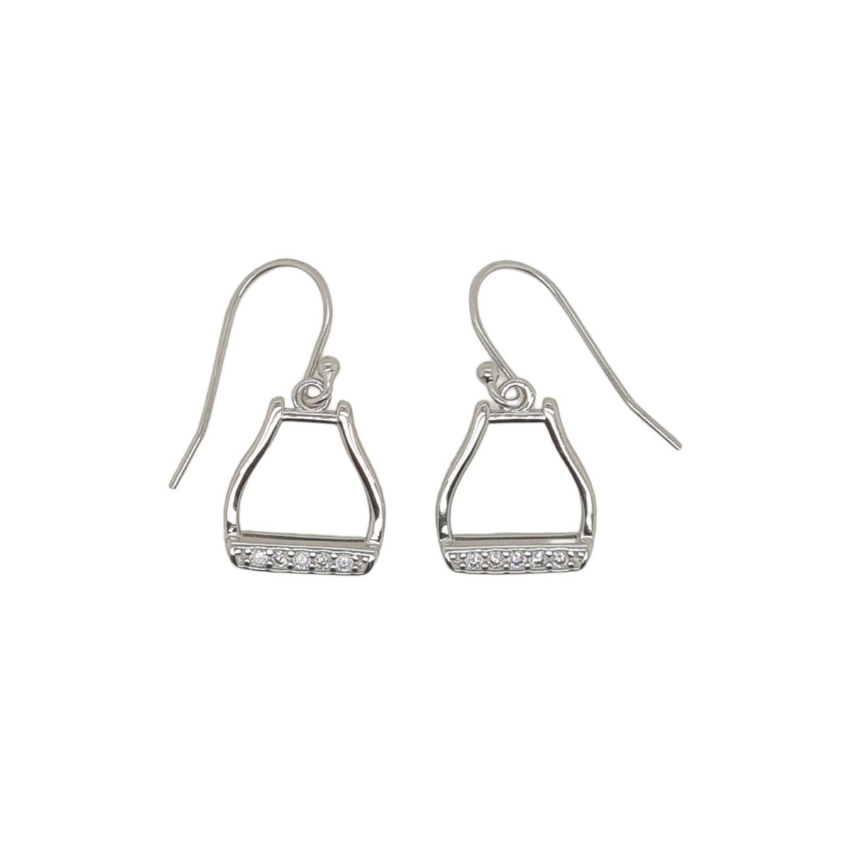 Earrings Sterling Silver and CZ Drop Stirrup