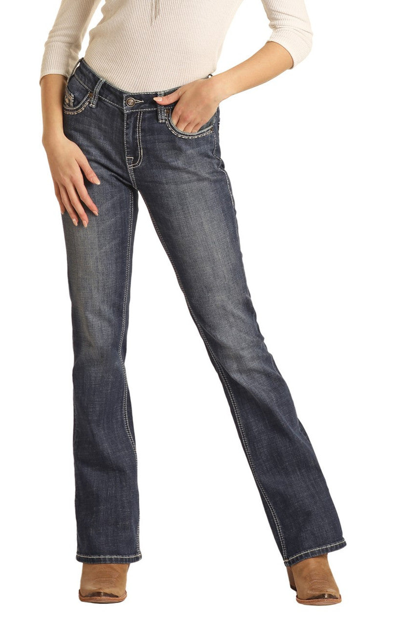 Hooey by Rock & Roll Cowgirl Women's High Rise Bootcut Jeans