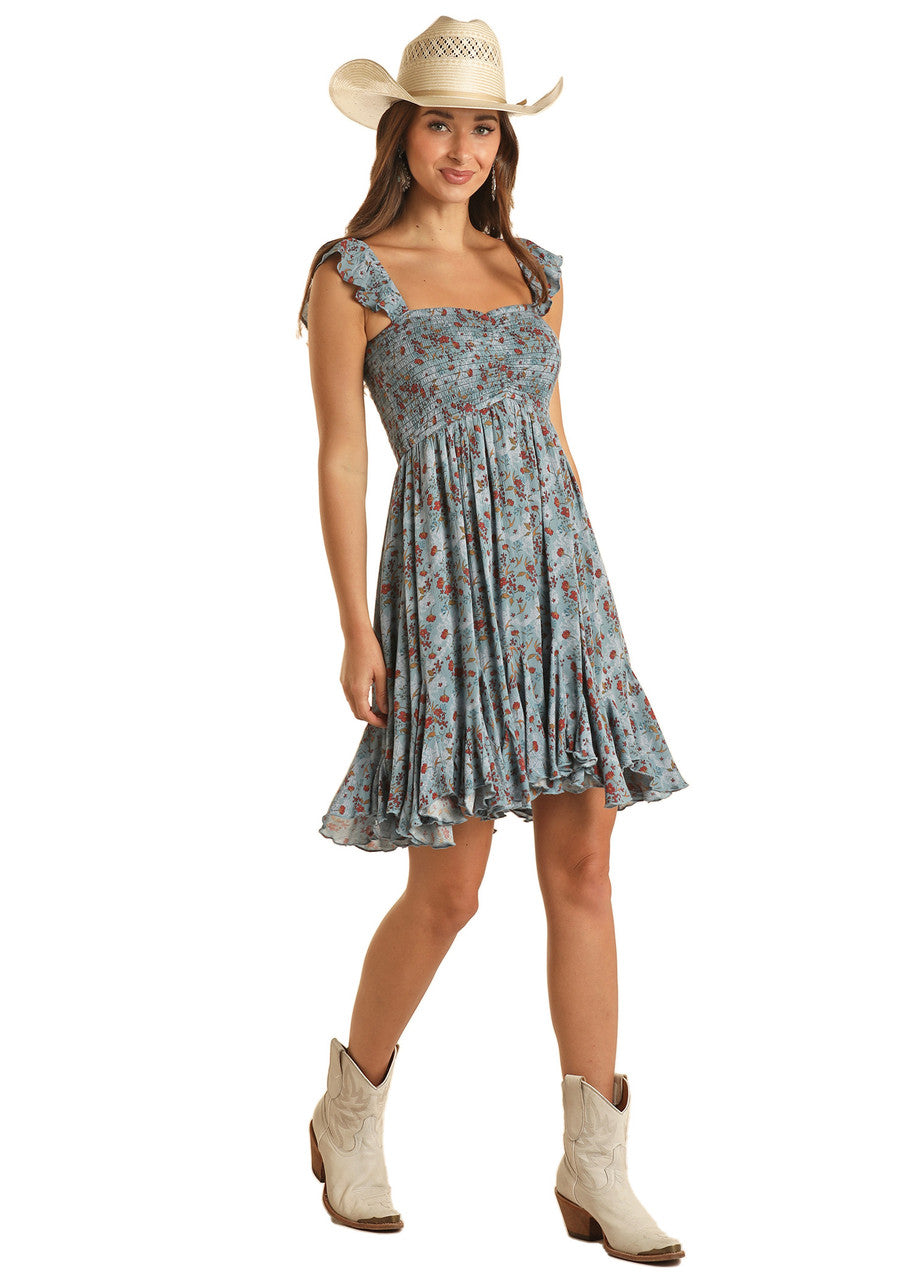 Rock and Roll Cowgirl Floral Print Sleeveless Dress