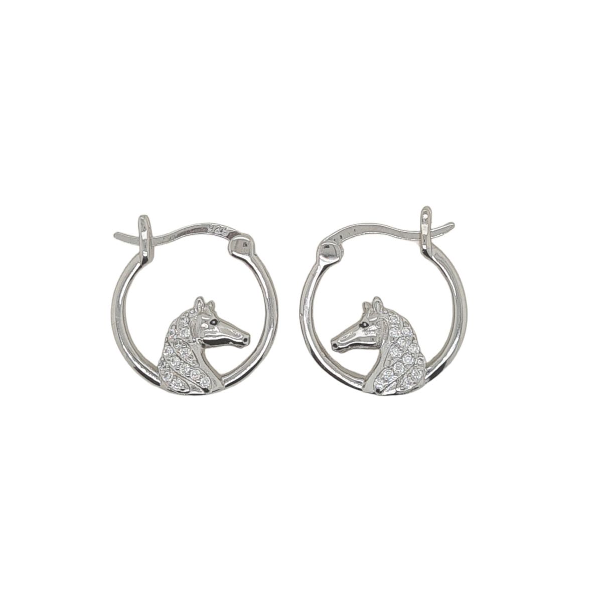 Hoops Sterling Silver and CZ Horse