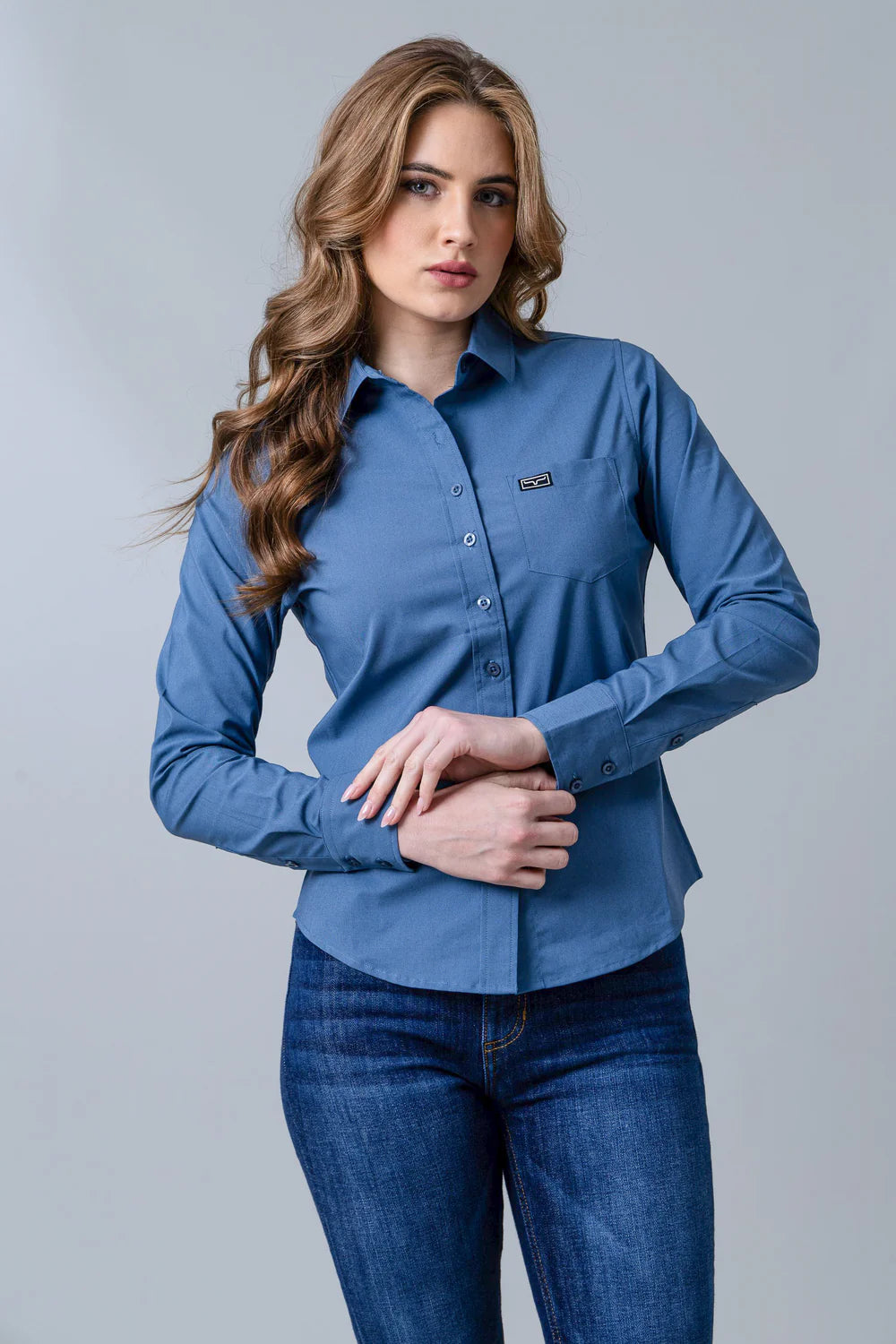 Kimes Ranch Wmns Long Sleeved Shirt - Slate Blue