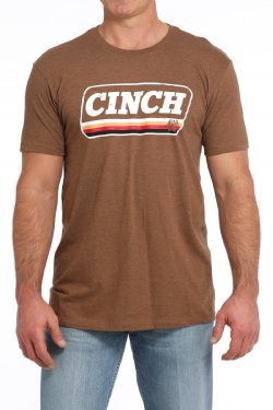 Cinch Mens Brown Logo Graphic Short Sleeve T Shirt