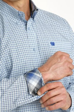 Cinch Mens Western Shirt Blue Geometric