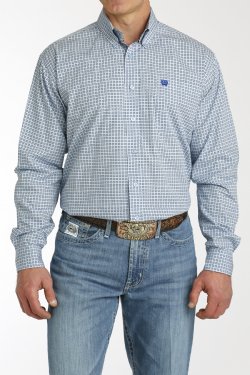 Cinch Mens Western Shirt Blue Geometric