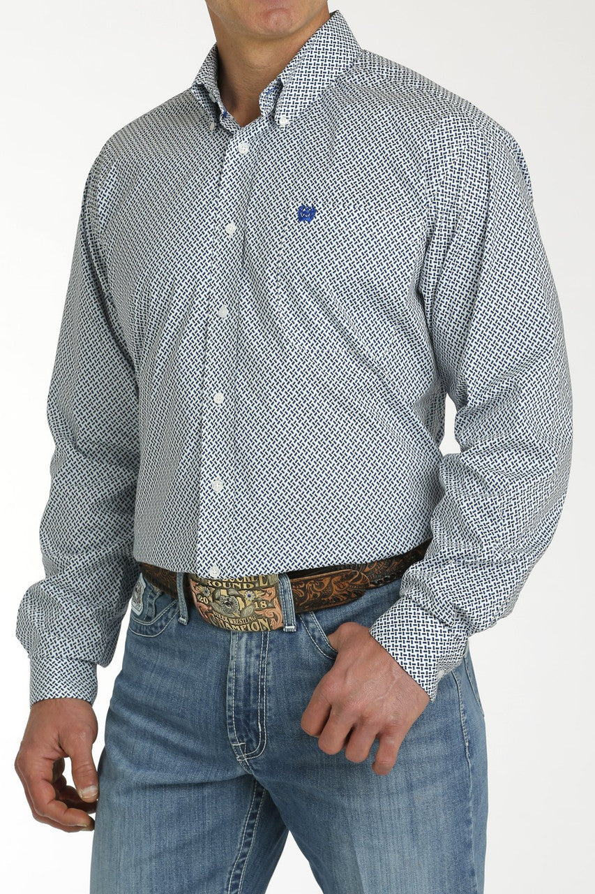 Cinch Mens Western Shirt White Longe Sleeve