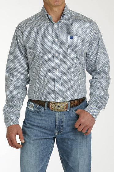 Cinch Mens Western Shirt White Longe Sleeve