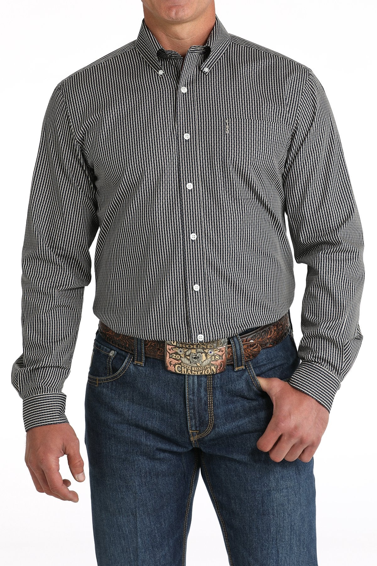 Cinch Mens Modern Fit Button Down Western Shirt Black