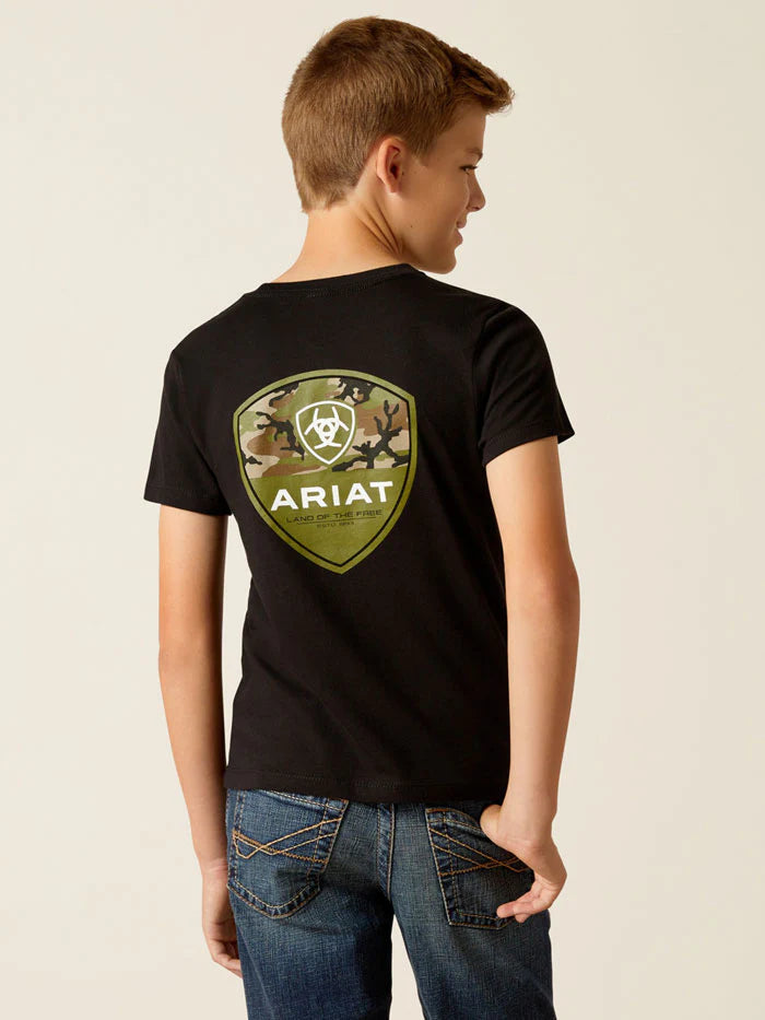 Ariat Bys Camo Corps Tee Black