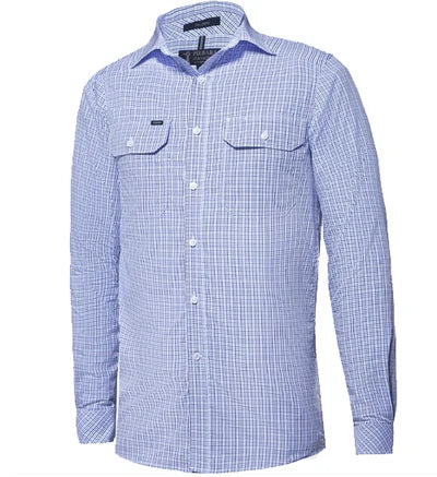 Pilbara Mns Check Dual Pocket Long Sleeve Shirt