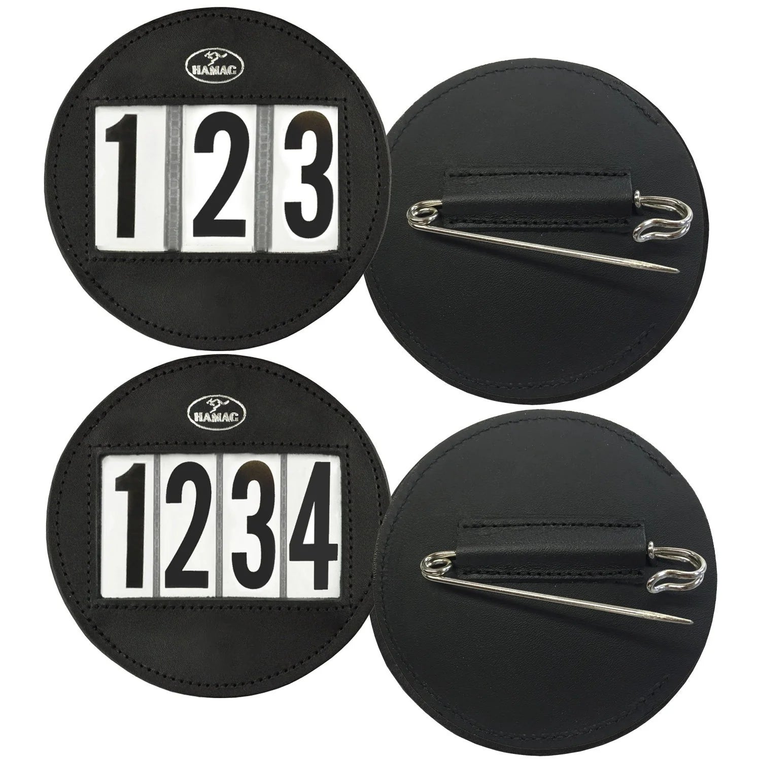 Hamag Leather Saddle Cloth Number Holders Pair Round