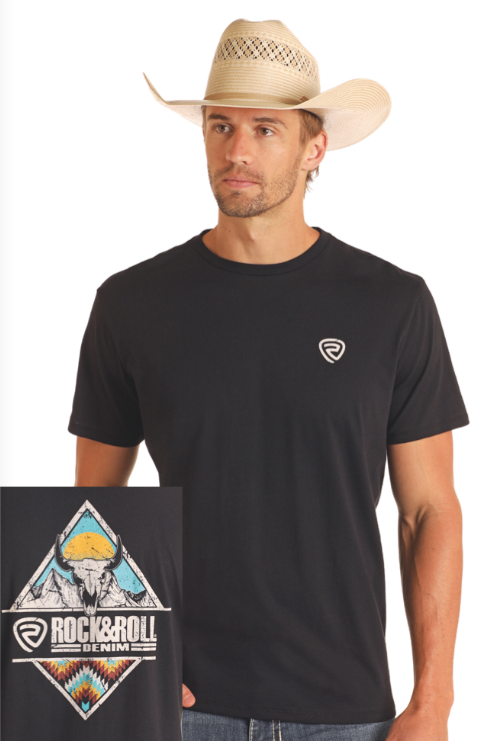 Rock and Roll Longhorn Skull Graphic Tee