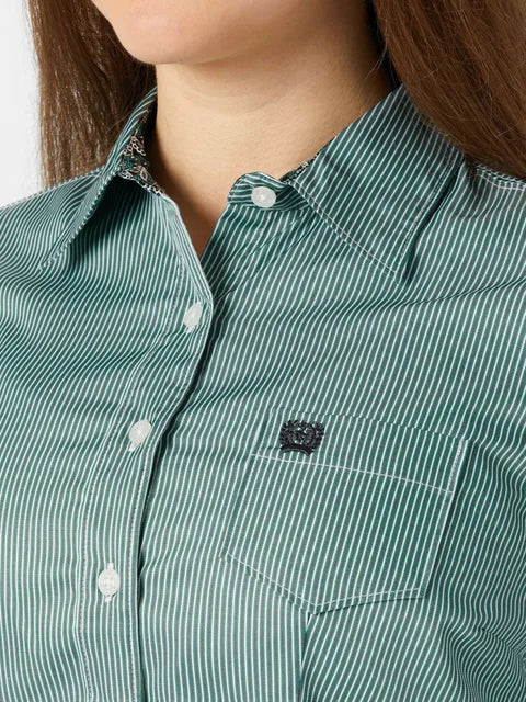 Cinch Wmns Tencel Teal Button Down Western Shirt