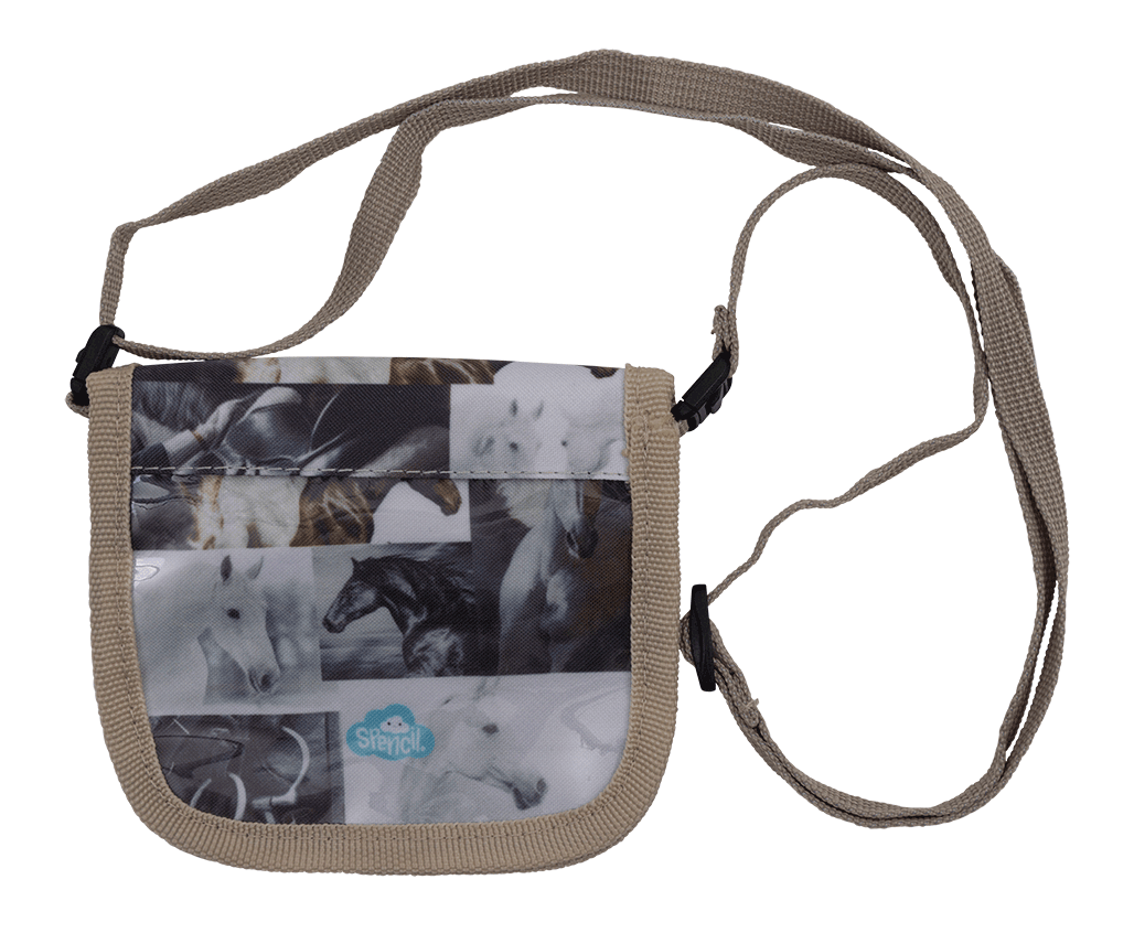 Spencil Lanyard Wallet - Black and White Horses