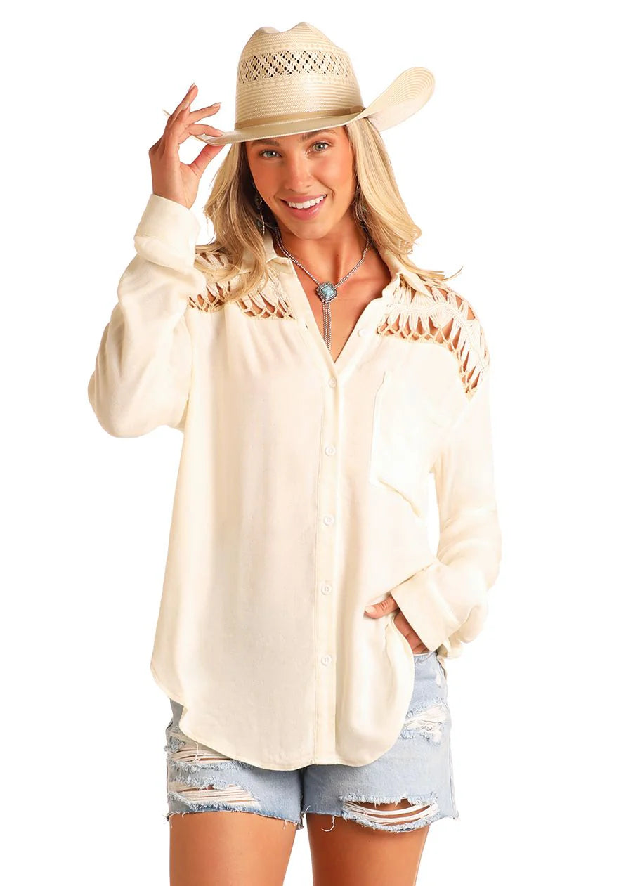 Rock and Roll Crochet Yoke Shirt