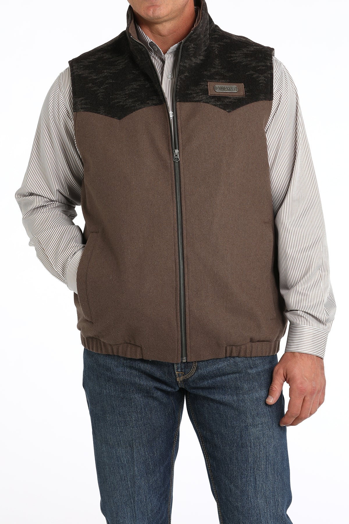 Cinch Mens Western Vest - Brown