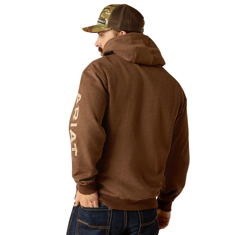Ariat Mns Logo Hoodie Chestnut Heather/Tan