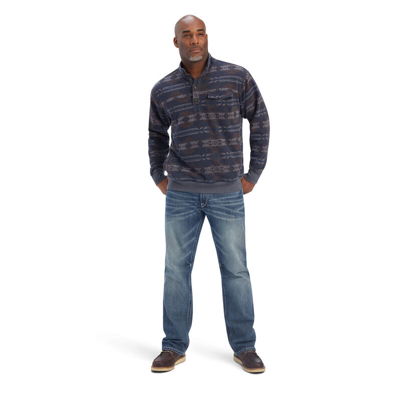 Ariat Mns Printed Overdyed Washed Sweater Blue Southwest