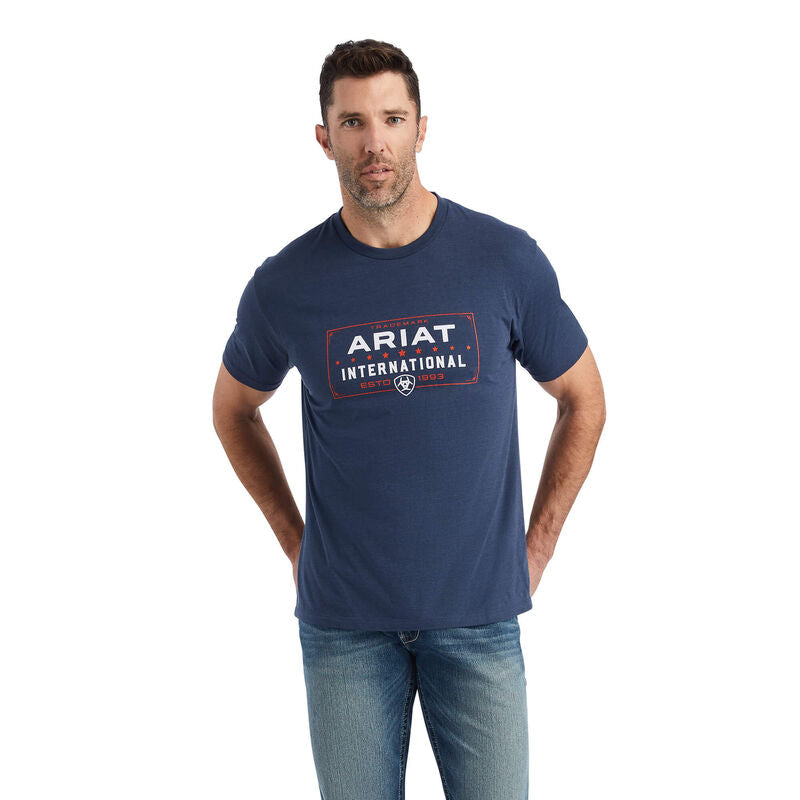 Ariat Mns Western Lockup SS T Shirt Navy Heather