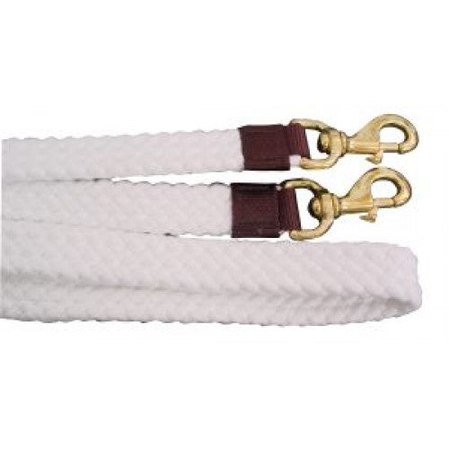 Flat Braided Cotton Reins 7ft Brass Snaps