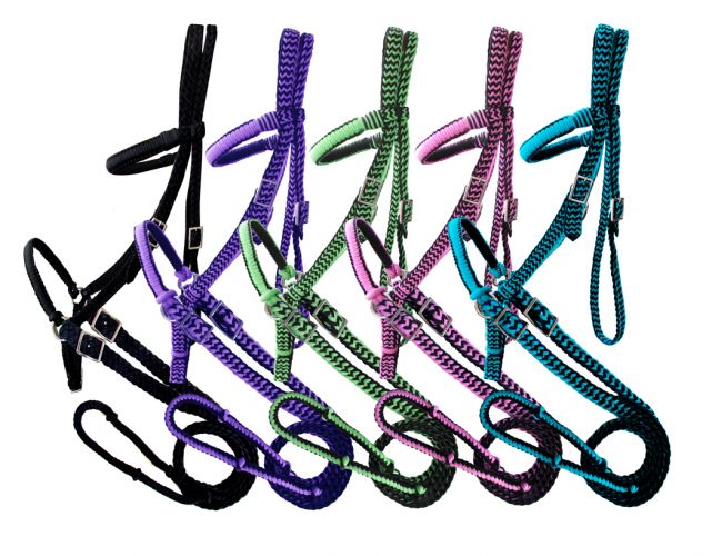 Showman Nylon Braided Bitless Bridle Set