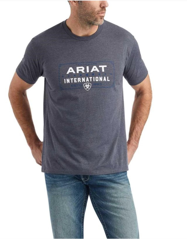 Ariat Mns Western Lockup SS T Shirt Titanium Heather