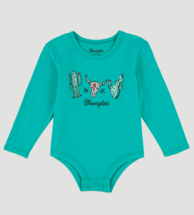 Wrangler Baby Girls LS Bodysuit Teal