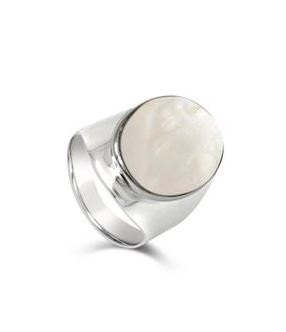 925 Ss Mother Of Pearl Ring 20X13Mm Size 8 - Saddleworld Ipswich