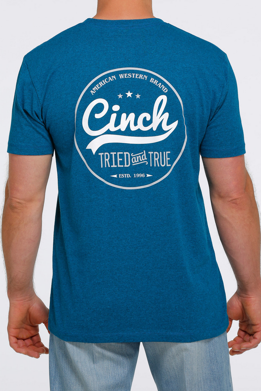 Cinch Heather Teal Print Tee