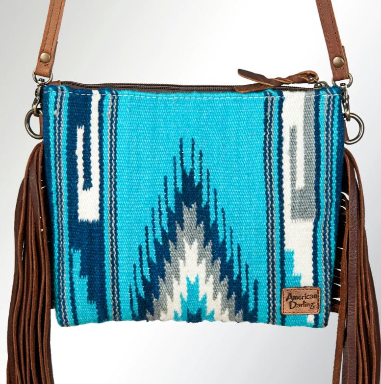 Double selling J Saddelry Fringed Saddle Bag - brown and turquoise (ABBA)