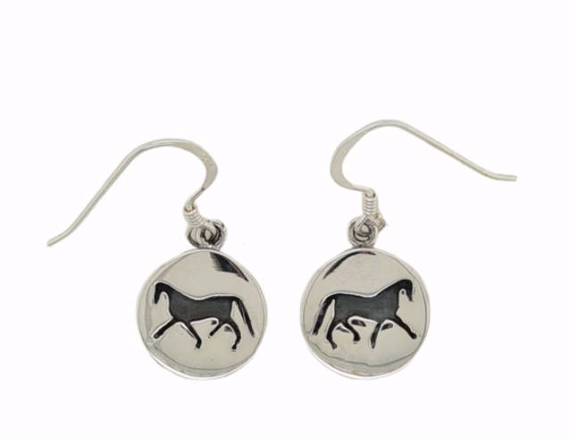 Earrings Ss Horse In Disc