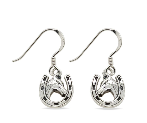 Earrings Ss Horse In Horseshoe