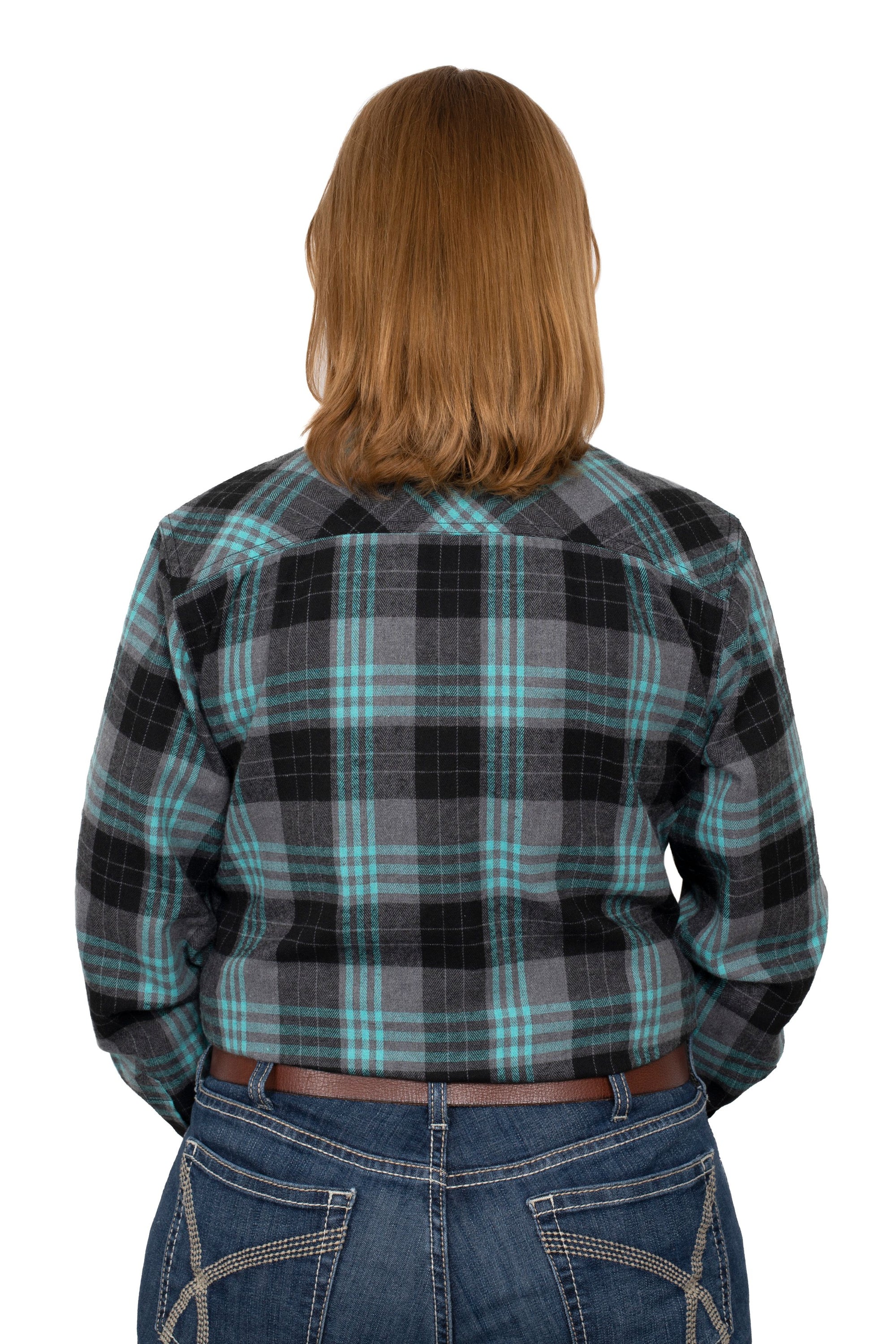 Just Country Wmns Jahna Workshirt Flannel Grey/Turquoise - Boxing Day Sales