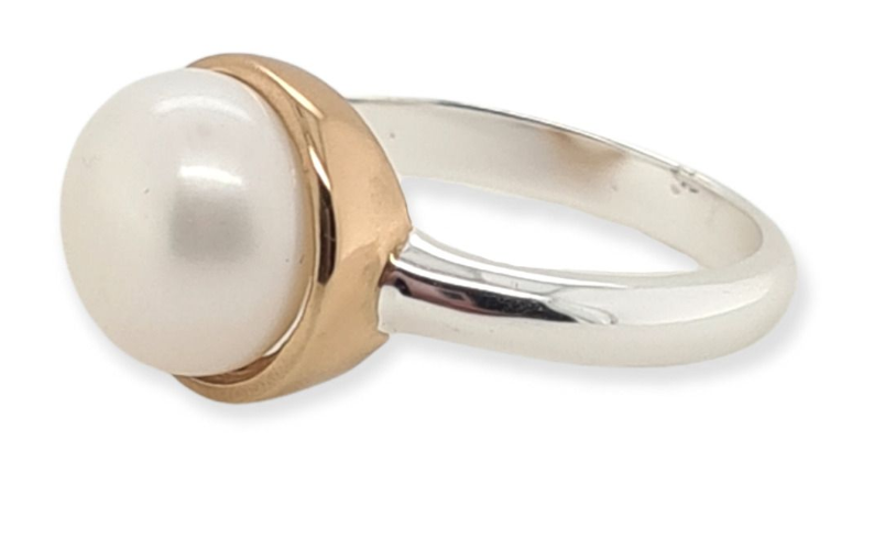 Ring SS Fresh Water Pearl 10mm Pearl